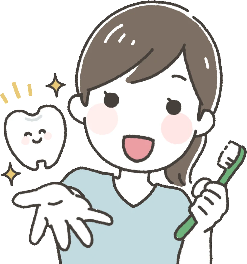 歯のキャラクターを抱える歯科衛生士のイラスト