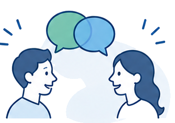 採用が対等な対話になることを表すイラスト