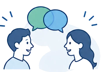 採用が対等な対話になることを表すイラスト